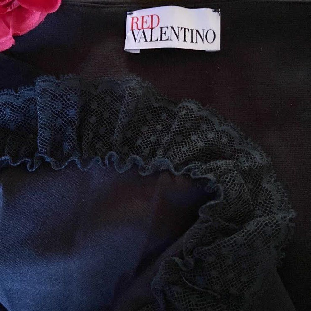 RED VALENTINO BLACK LACE LINED FIT AND FLARE COCKTAIL DRESS NWOT MED - Picture 5 of 5